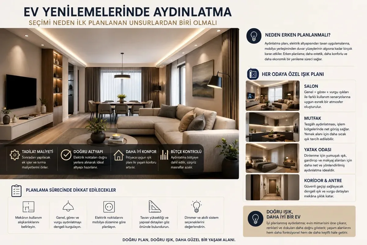 Ev Yenilemelerinde Aydınlatma Seçimi Neden İlk Planlanan Unsurlardan Biri Olmalı